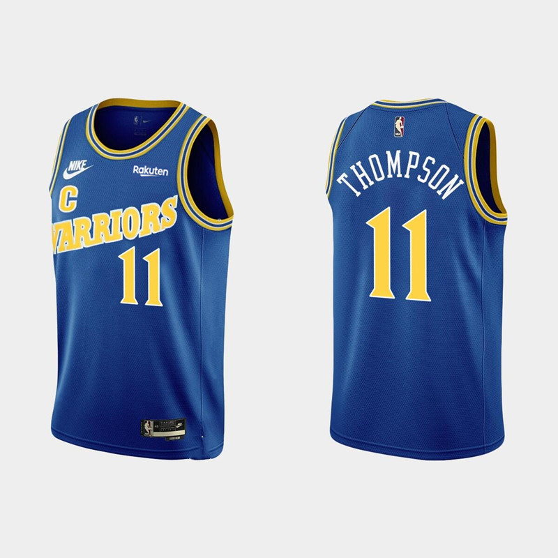 Men's Golden State Warriors #11 Klay Thompson Royal Classic Edition Stitched Jersey